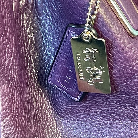 Coach Madison Phoebe Shoulder Bag Plum Pebbled Leather Sliver Hardware Gold Zip - Picture 12 of 16